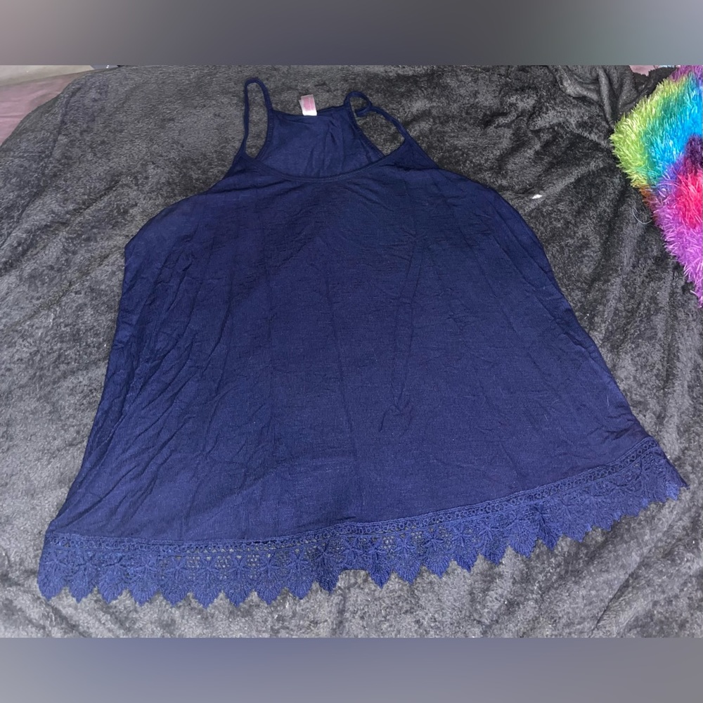 No Boundaries Plus Navy Blue Tank Top with Lace Bottom Size XXL/2XG (19)